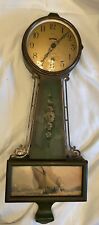 Antique Sessions Wind-Up Banjo Clock with Key and Pendulum Inlaid Wood Case picture