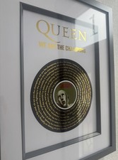 Framed Gold Foiled Art Print Record Lyrics Queen - We Are The Champions picture