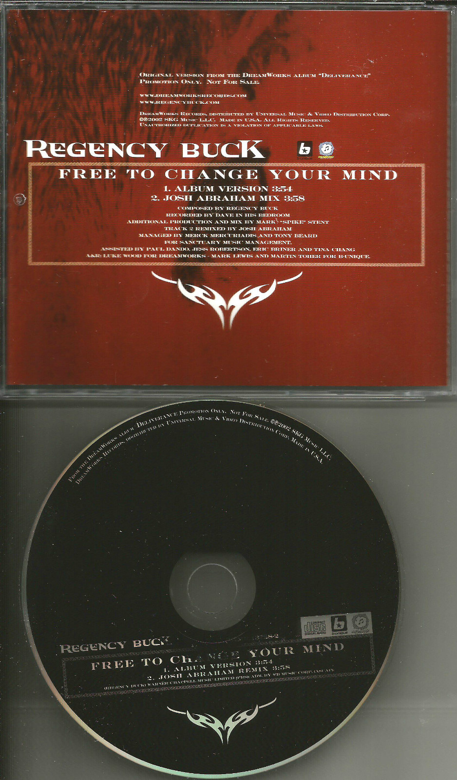 REGENCY BUCK w/ JOSH ABRAHAM Free to change Mind  w/ RARE MIX PROMO DJ CD single