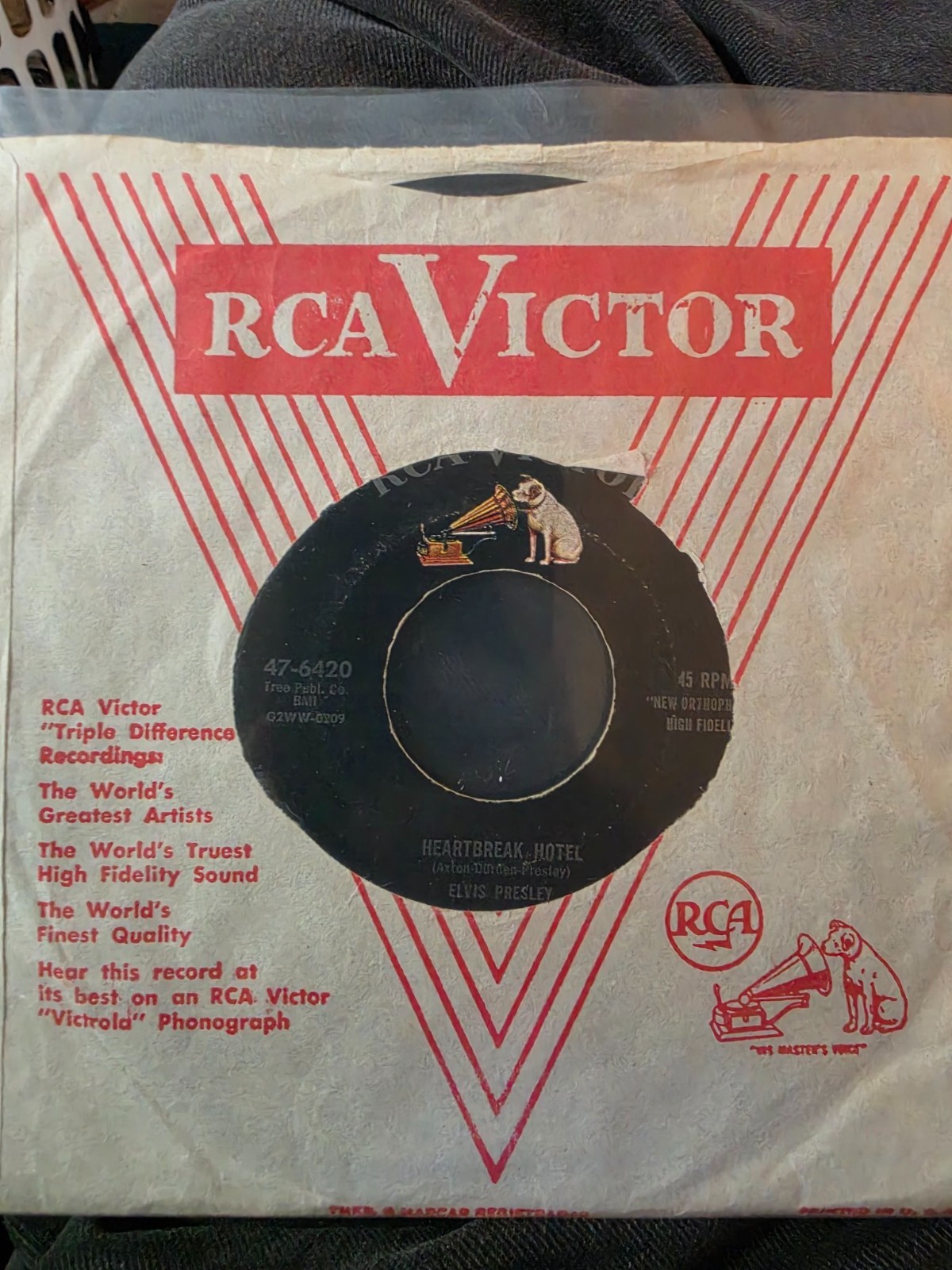 Elvis Presley Heartbreak Hotel 45 Original 1956 RCA 47-6420 VG+