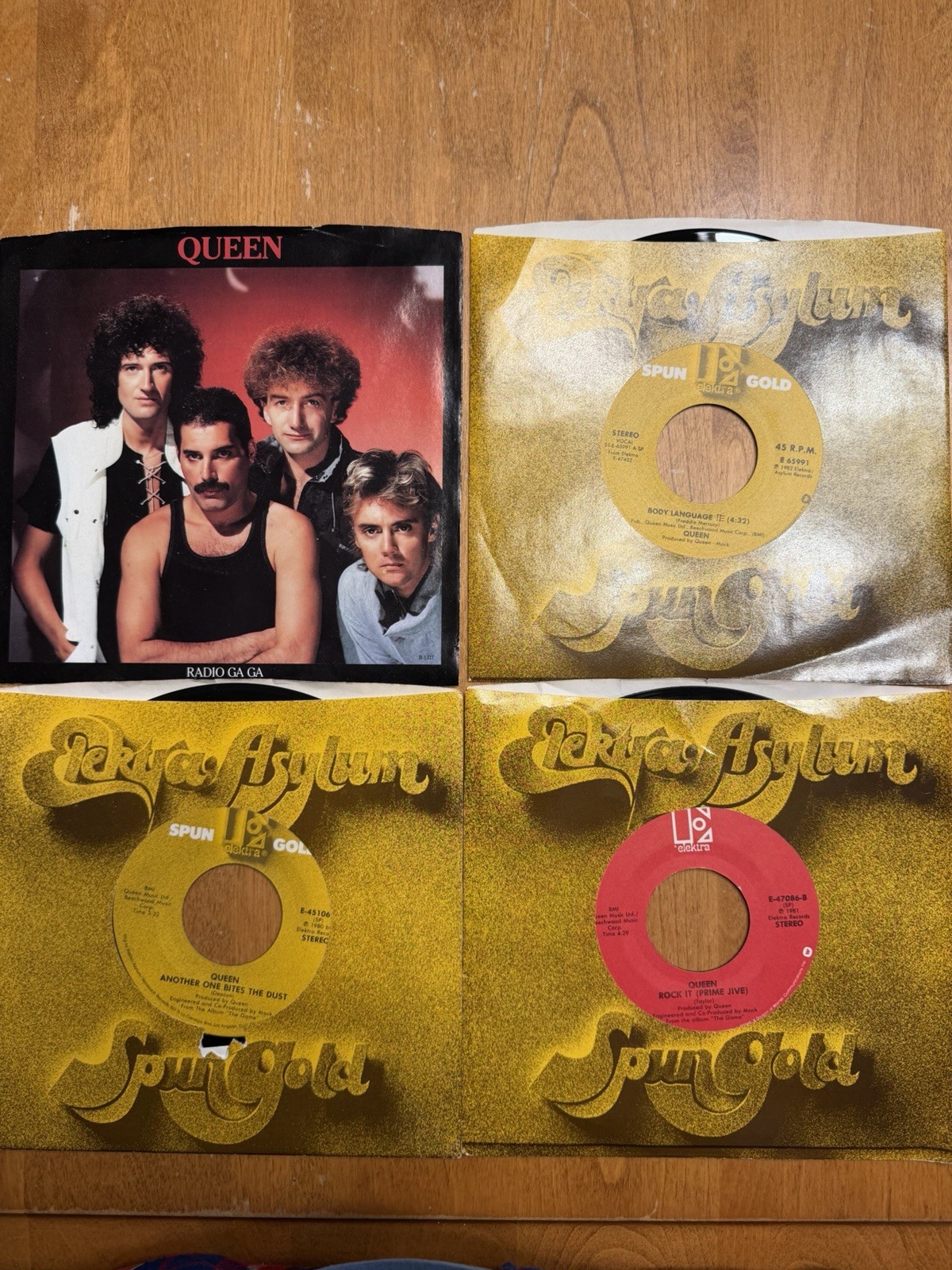 Queen 45” Vinyl Record Bundle Radio Ga Ga Another One Bites the Dust