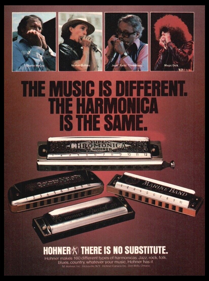 1980 Hohner Harmonica Print ad -VTG Man Cave music room décor