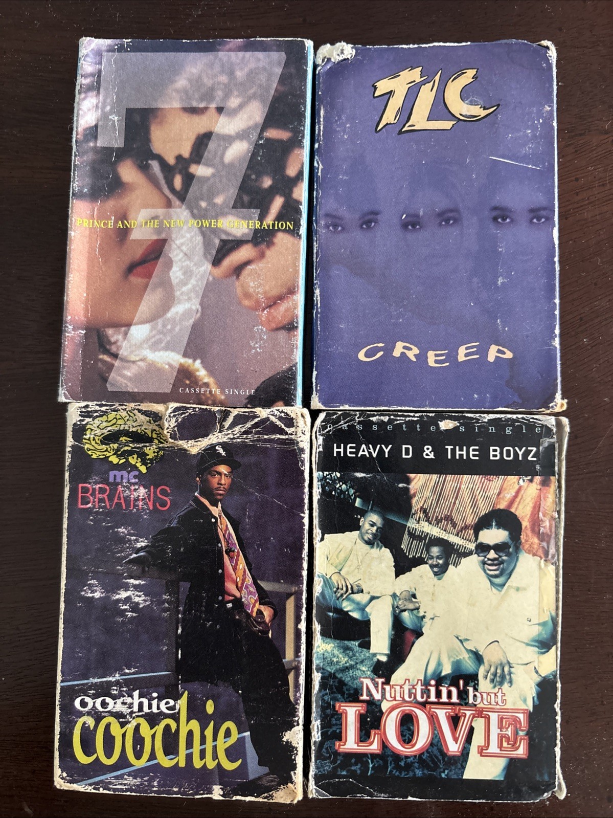 Vintage 80s/90s Hip Hop Cassette Single Lot Prince TLC MC Brains Heavy D
