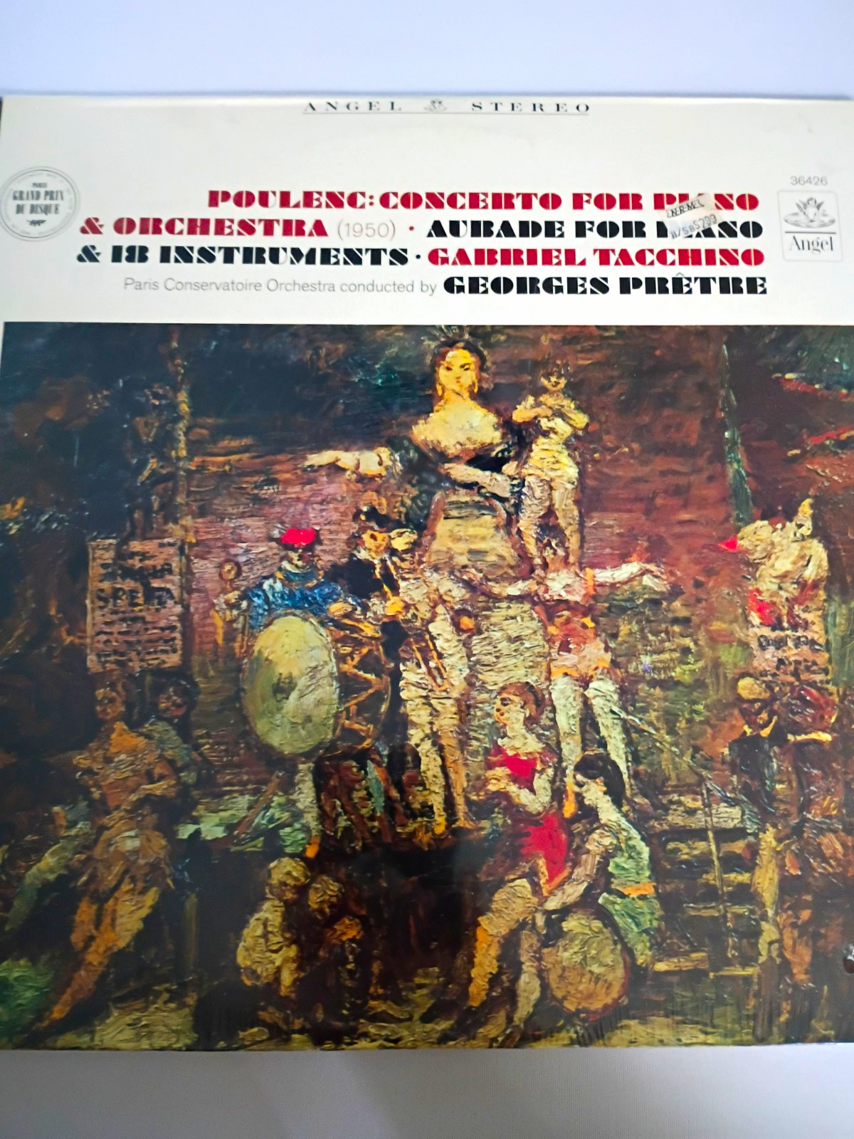 Angel Poulenc Concerto for Piano & Orchestra/Aubade LP Stereo Tacchino 36426