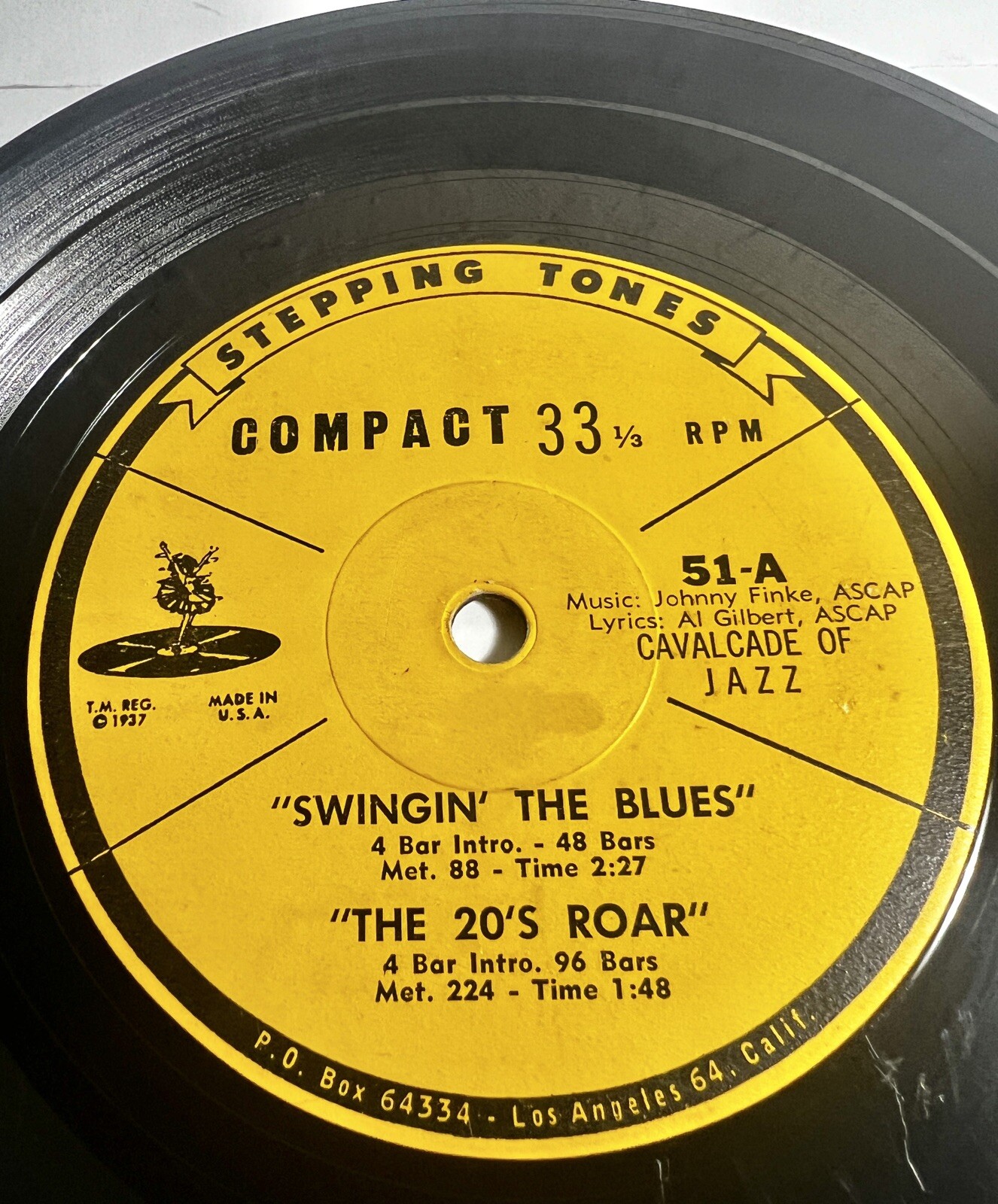 Rare 1937 JAZZ / BLUES Stepping Tones 7” 33 RPM CAVALCADE OF JAZZ 51A