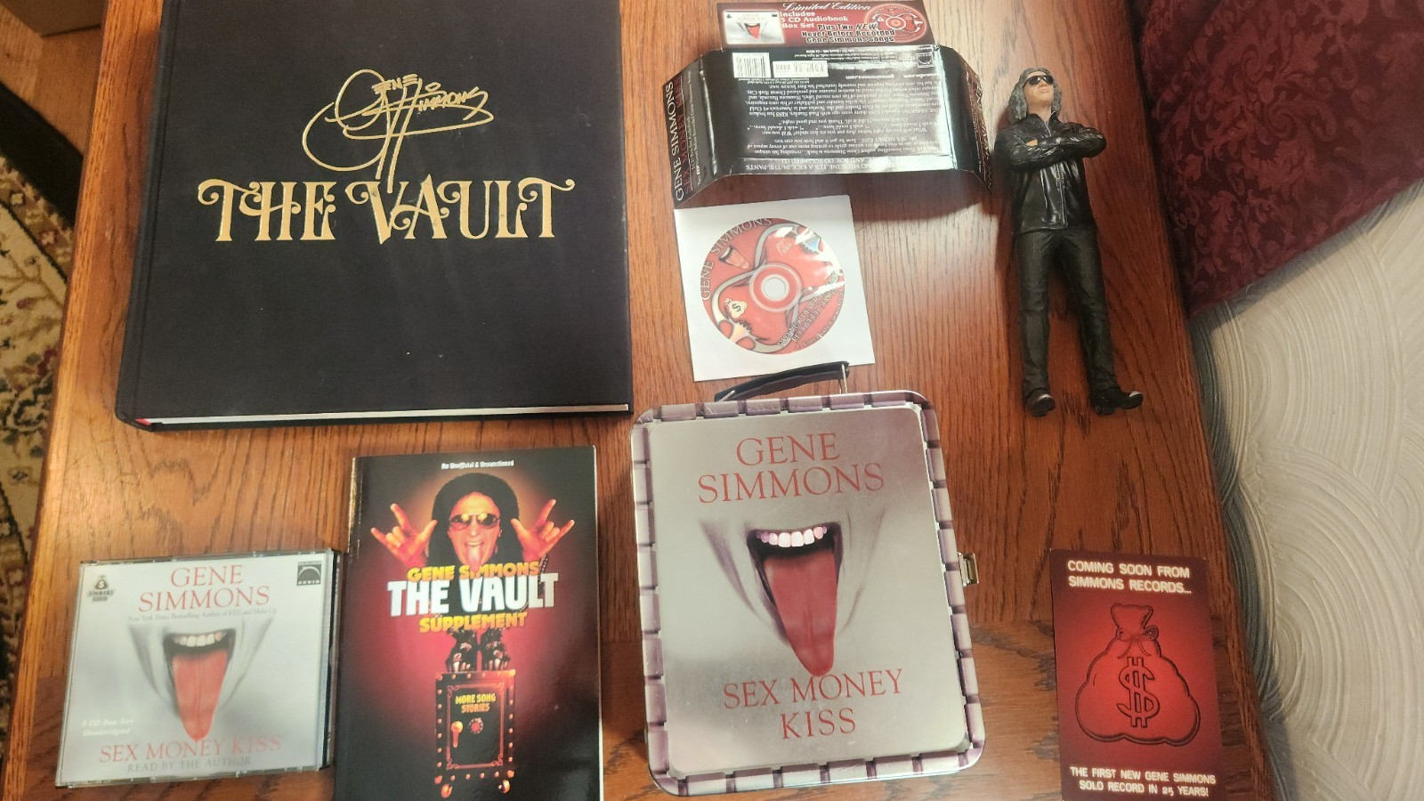 Gene Simmons Vault Book With 11 CD Box set Metal Tin Figure Book Sex Money Kiss
