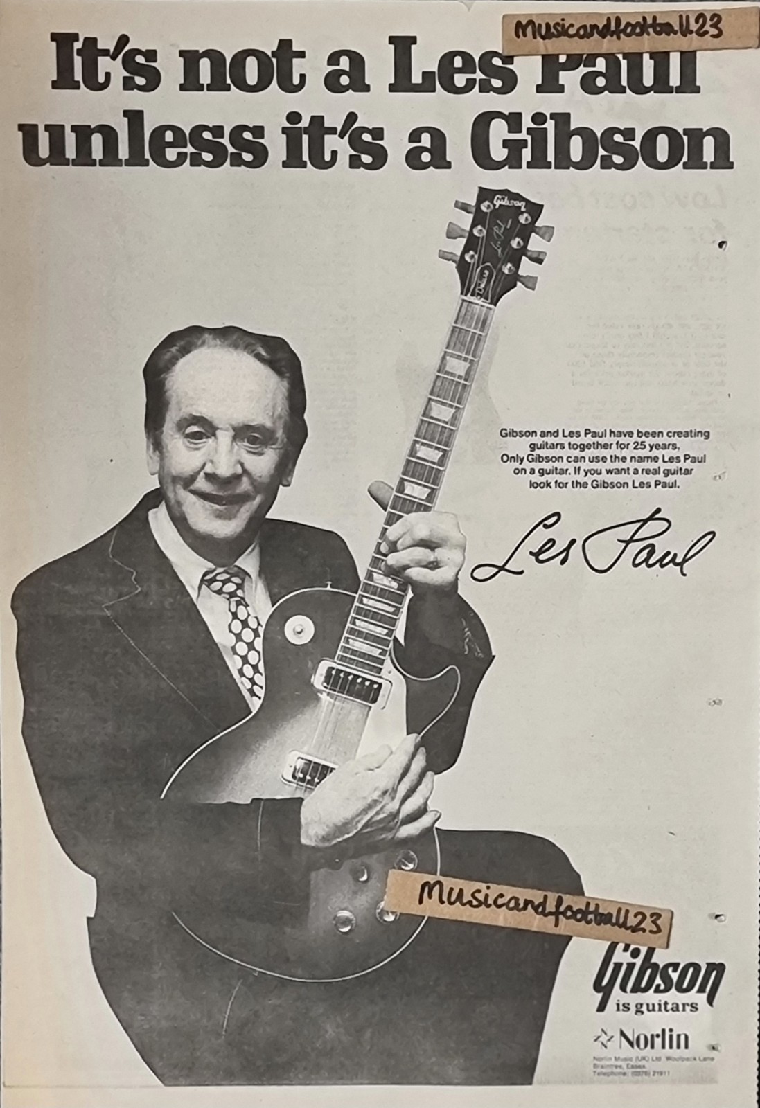 LES PAUL - Gibson Les Paul - Advert/Poster - Sounds 1979 16½