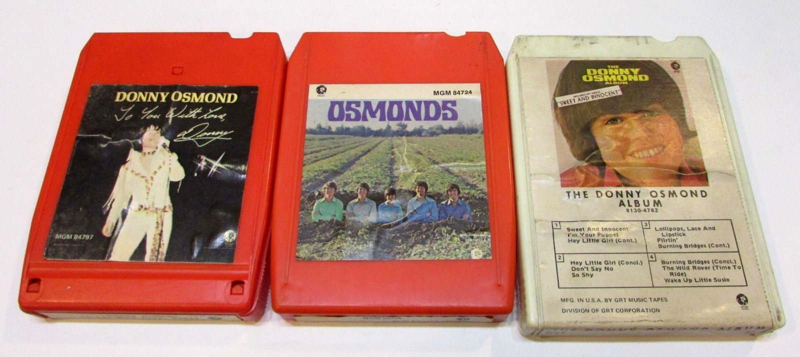 3 Good Working Vintage 1970's Donny Osmond To You With Love etc 8 Track Tapes