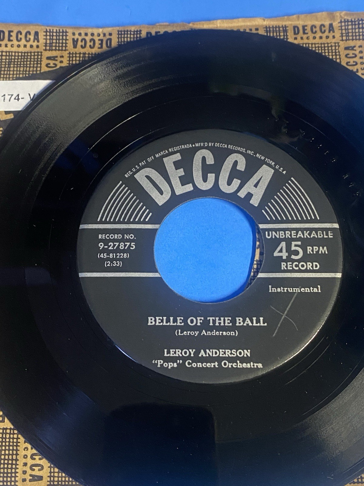 Leroy Anderson   – Belle Of The Ball   45RPM  Vinyl VG++   1951 JAZZ