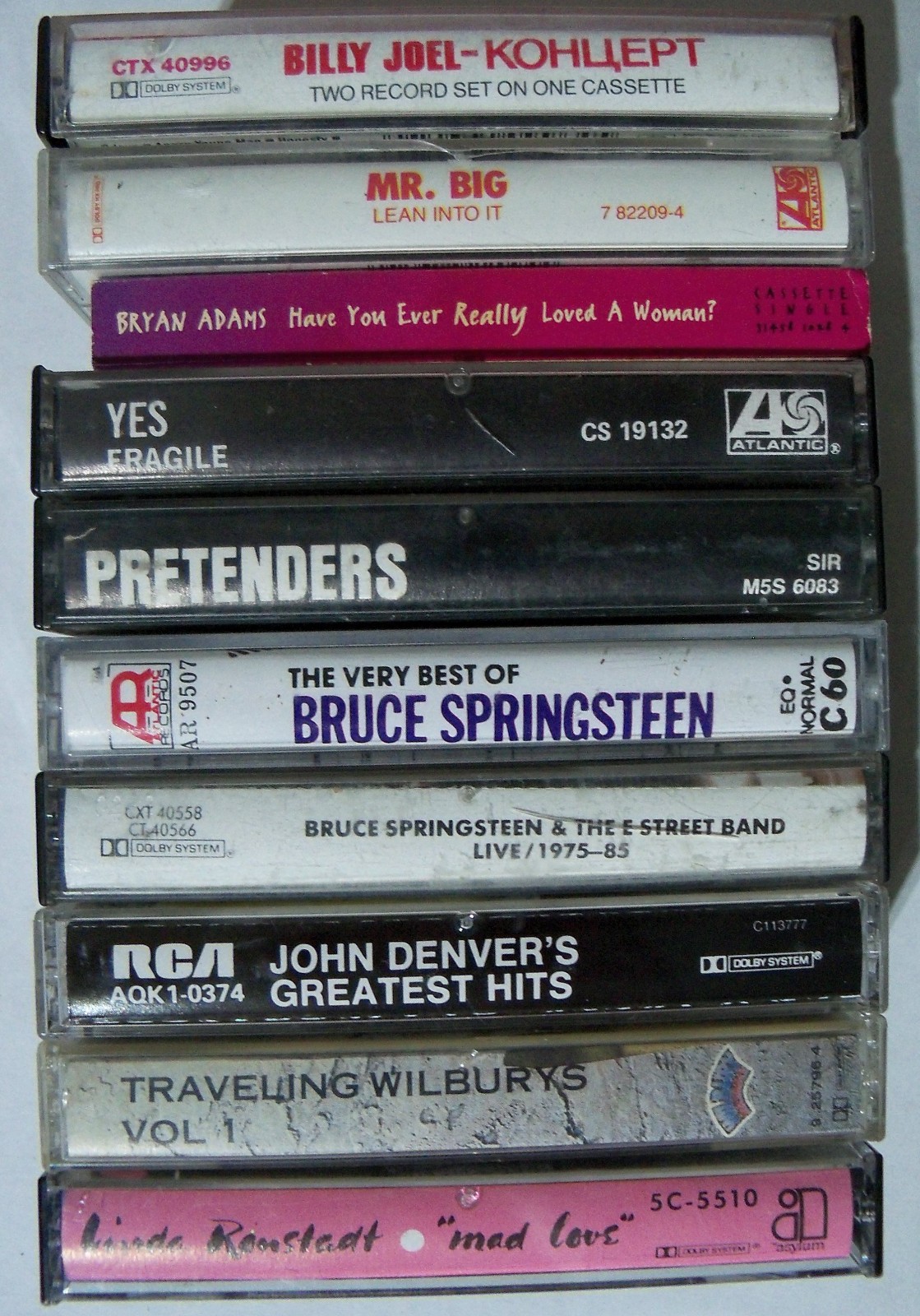 Vtg Rock 1970s Cassette Tapes Lot of 10 Springsteen Pretenders Wilburys Yes more