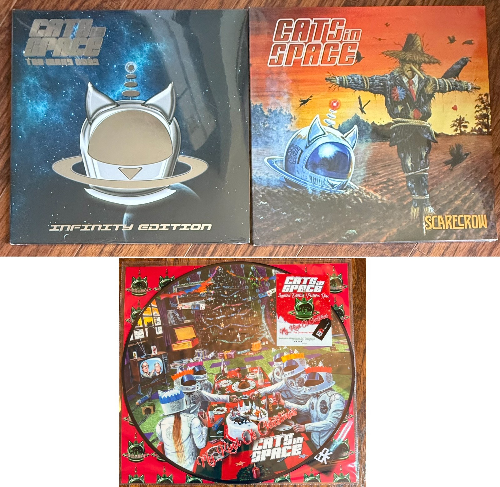 Lot of 3 Cats In Space LPs/EP Too Many Gods 2LP NEW Scarecrow NEW Christmas EP