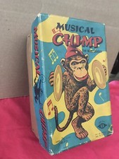 Vintage Wind-up Working Musical Chimp w/ Brass Cymbals-Original Box-Japan picture