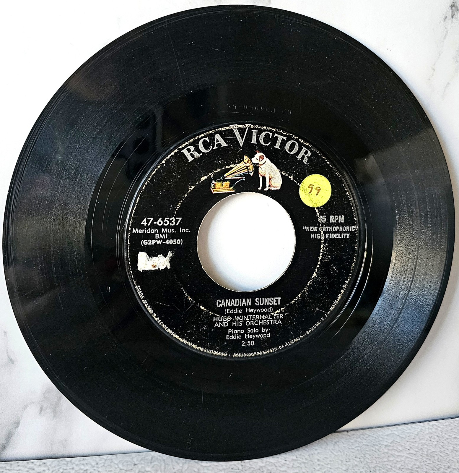 Hugo Winterhalter Orchest & Chorus 45rpm 'This Is Live/Canadian Sunset' On RCA 