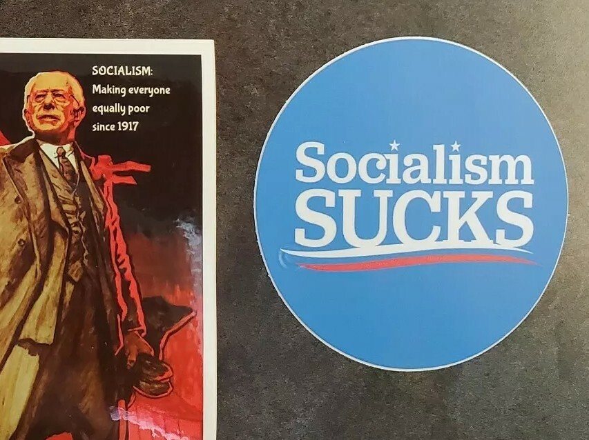 Socialism Sucks Sticker Bernie Sanders Democratic Socialism 3 Inch ROUND      