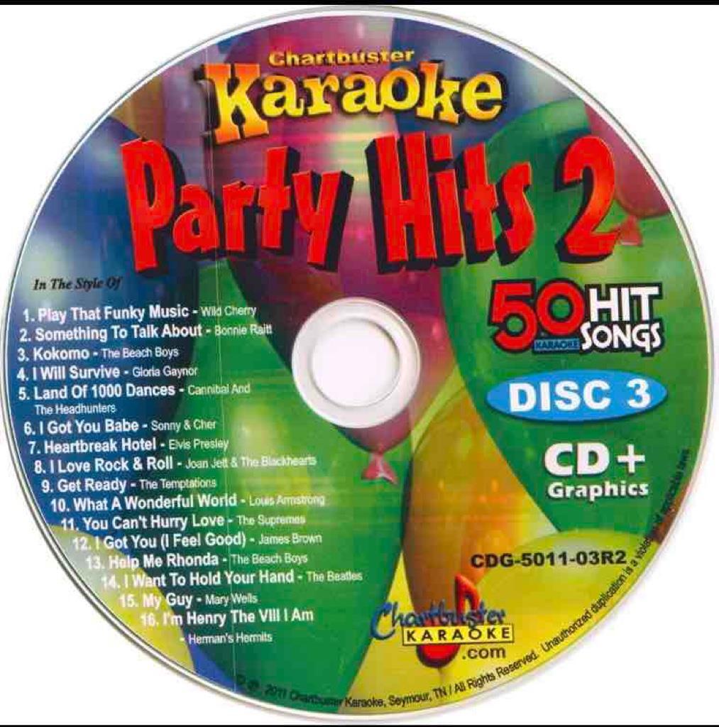 CHARTBUSTER PARTY HITS KARAOKE CDG DISC CD+G 5011-03 OLDIES POP ROCK CD MUSIC