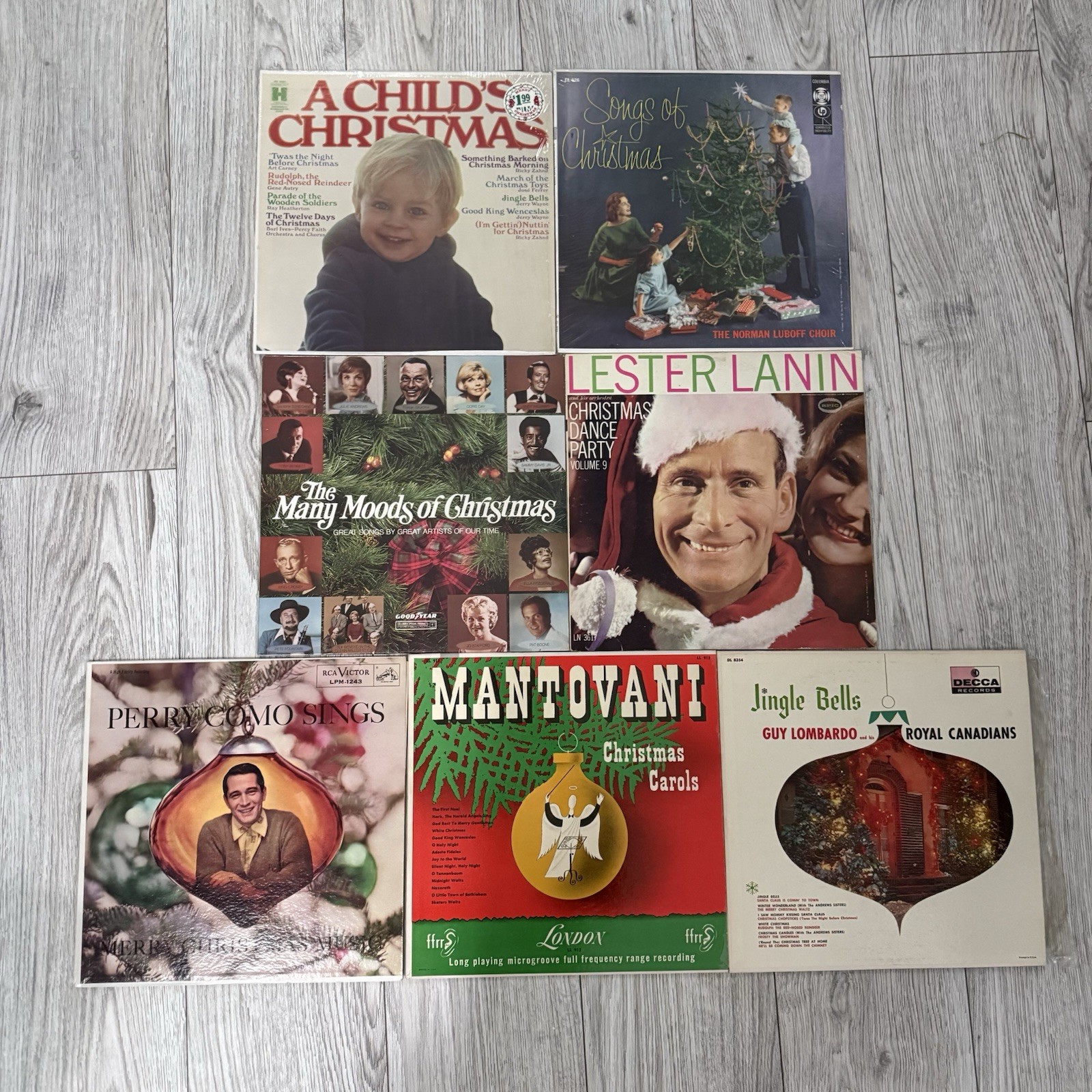 Lot of 7 Vintage Christmas Vinyl Records LPs Perry Como Mantovani Lester Lanin