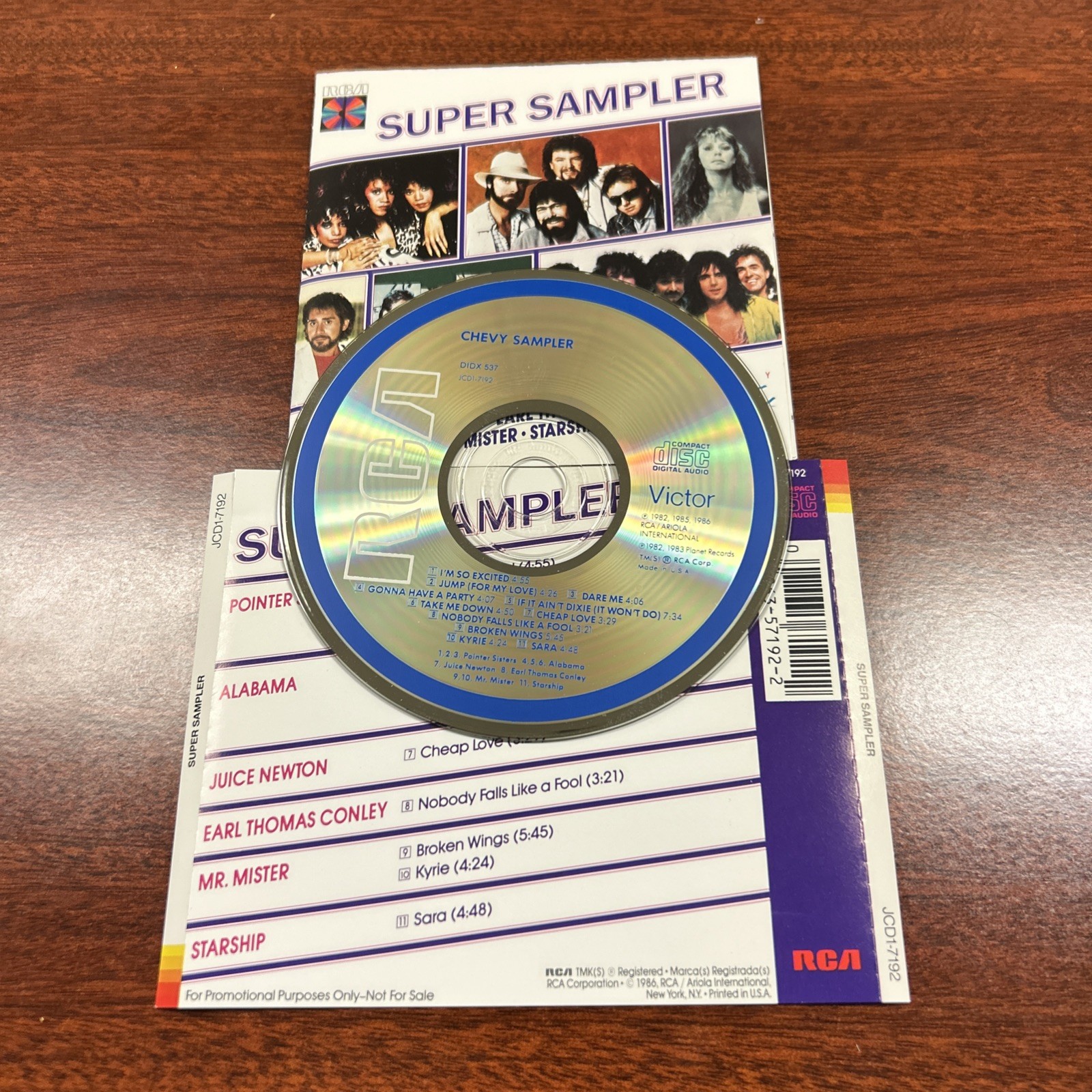 RCA Super Sampler CD Chevy SUPER TOUR 86 Pointer Sisters Starship Alabama NoCase