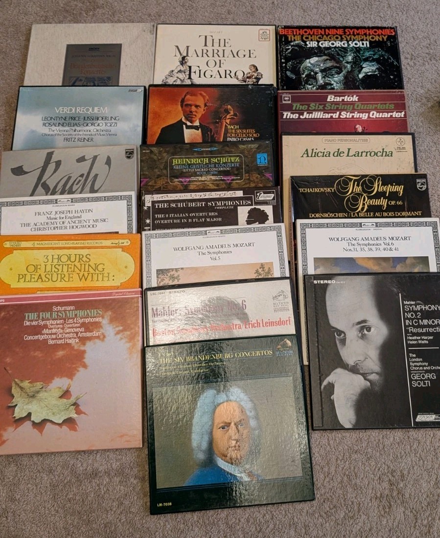 19 Classical Box Sets LPs Vinyl Bach Mozart Haydn Tchaikovsky Schumann Schubert