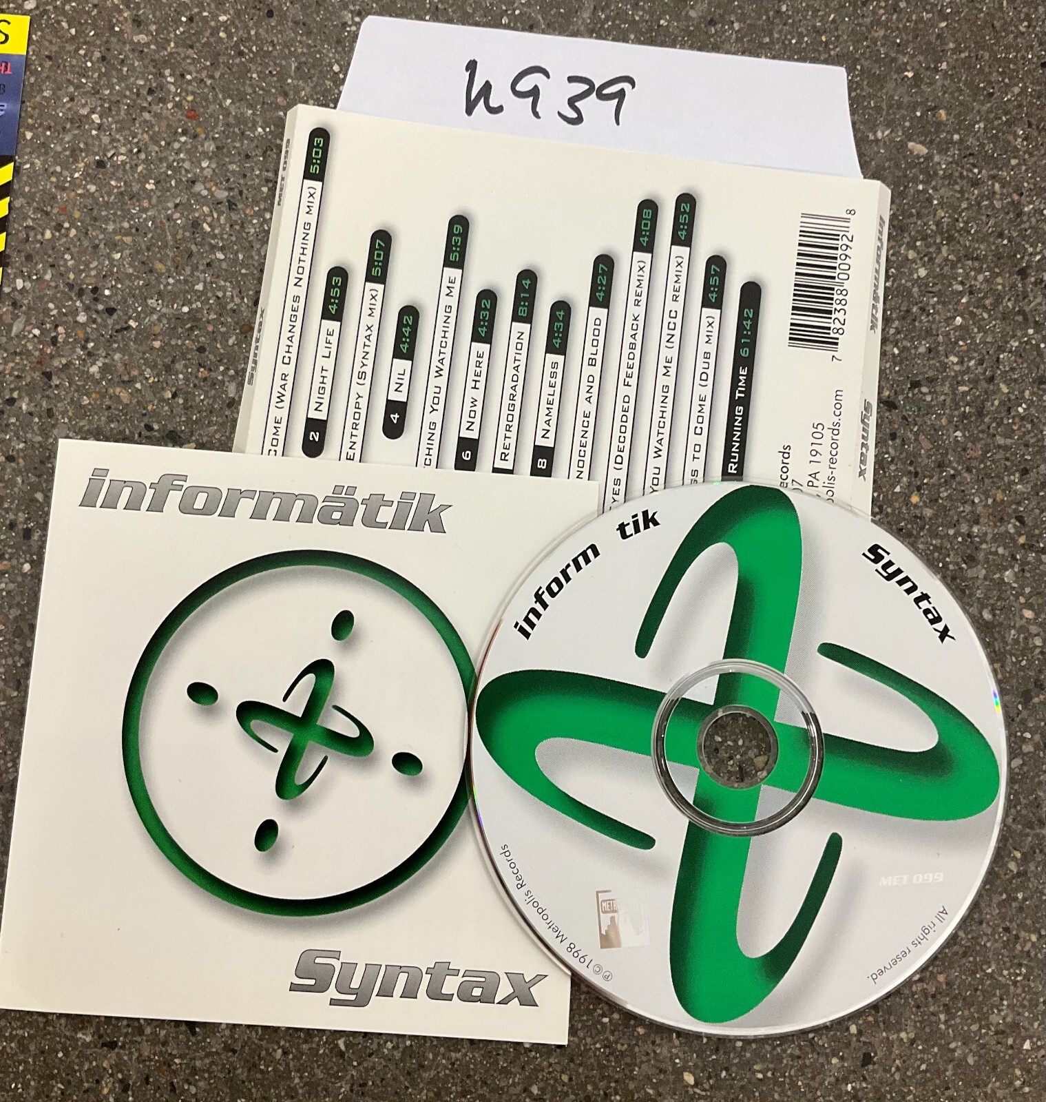 SYNTAX by INFORMATIK - 1997 - Compact Disc - CD No Case No Tracking #K939