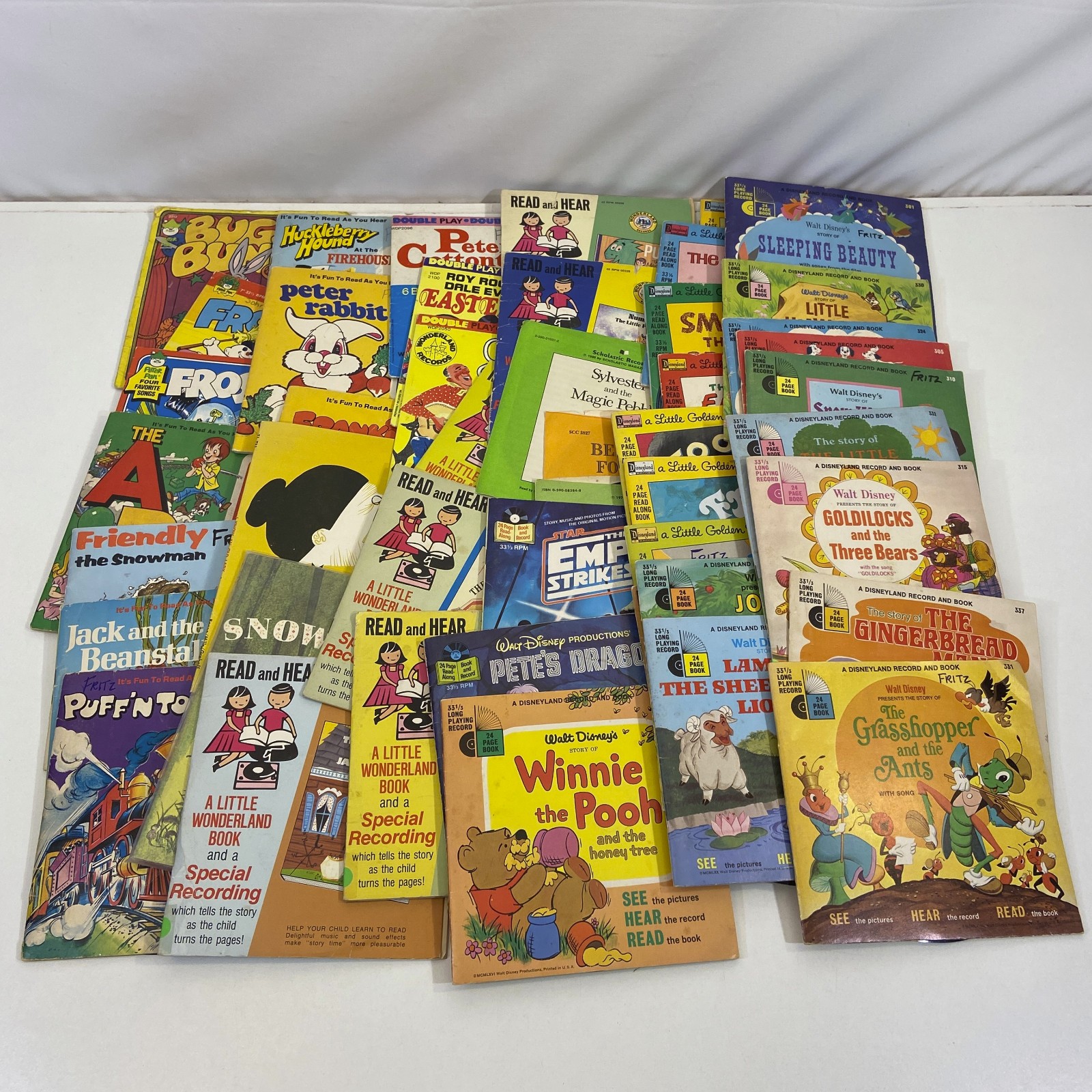 38 Vintage Books on Record Vinyls Scholastic Wonderland & Disneyland Records Lot