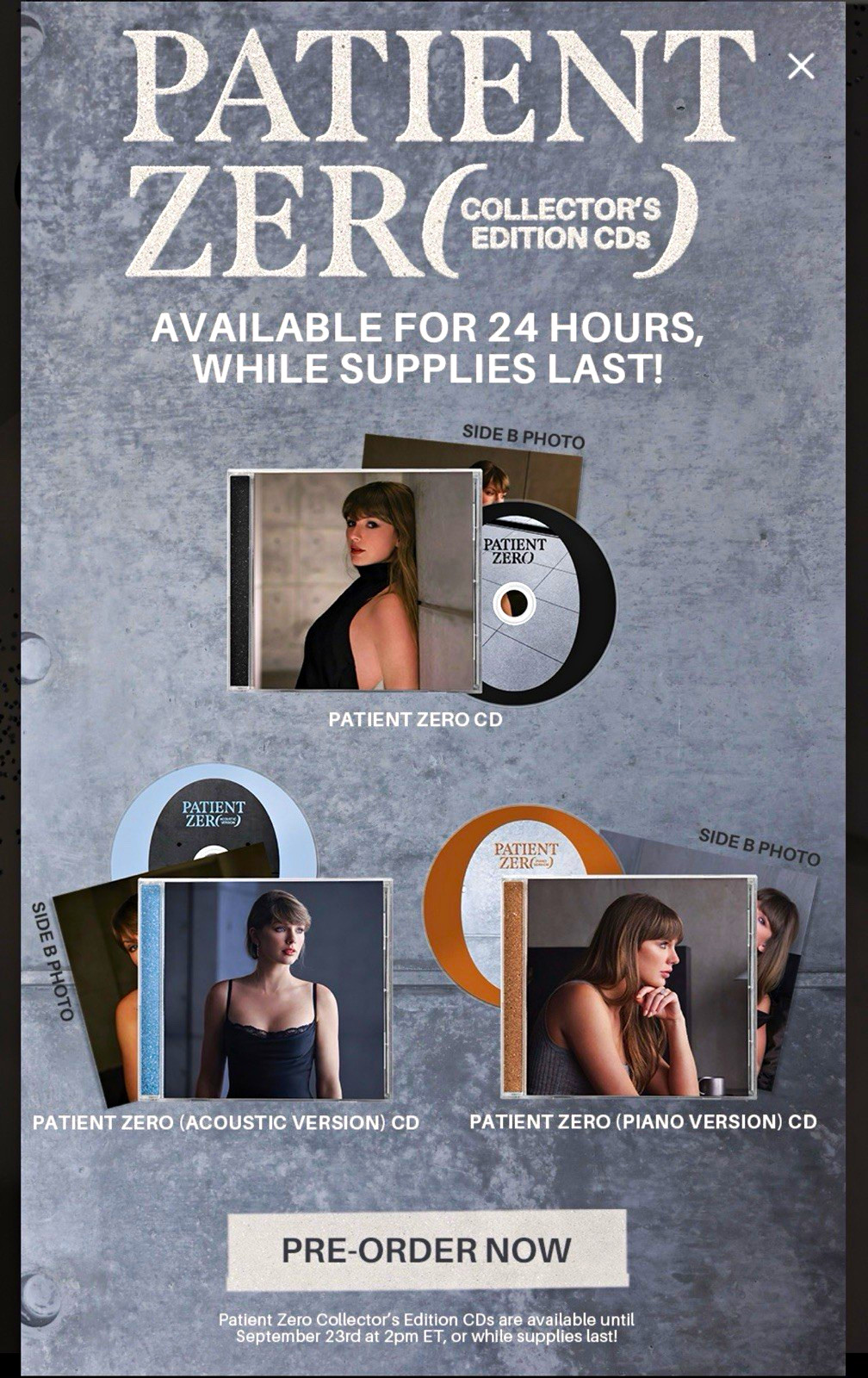 PRESALE Taylor Swift Patient Zero Collector’s Edition 3CD Acoustic/Piano (2026)