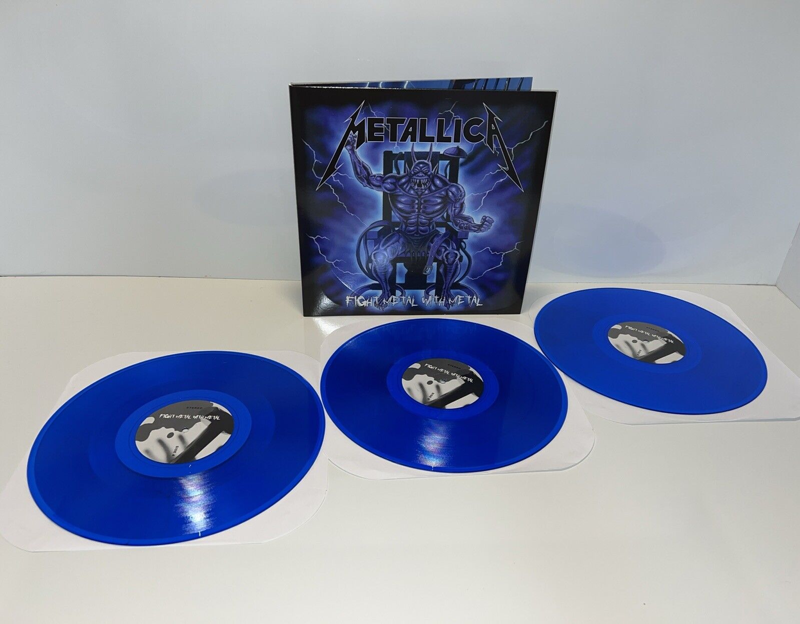METALLICA FIGHT METAL WITH METAL 3 BLUE VINYL  1983 CLIFF BURTON LIVE SF RARE