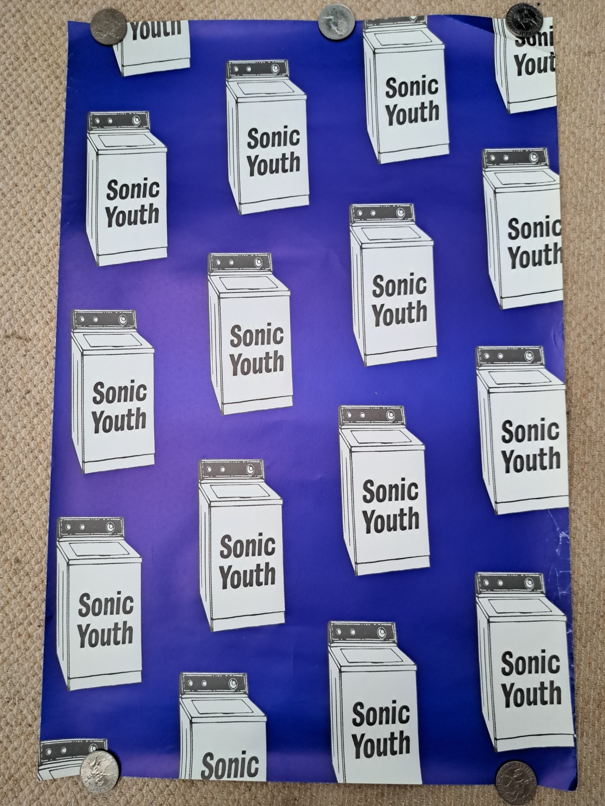 Large Original Vintage '95 Sonic Youth Washing Machine Promo Poster 76 x 50cm
