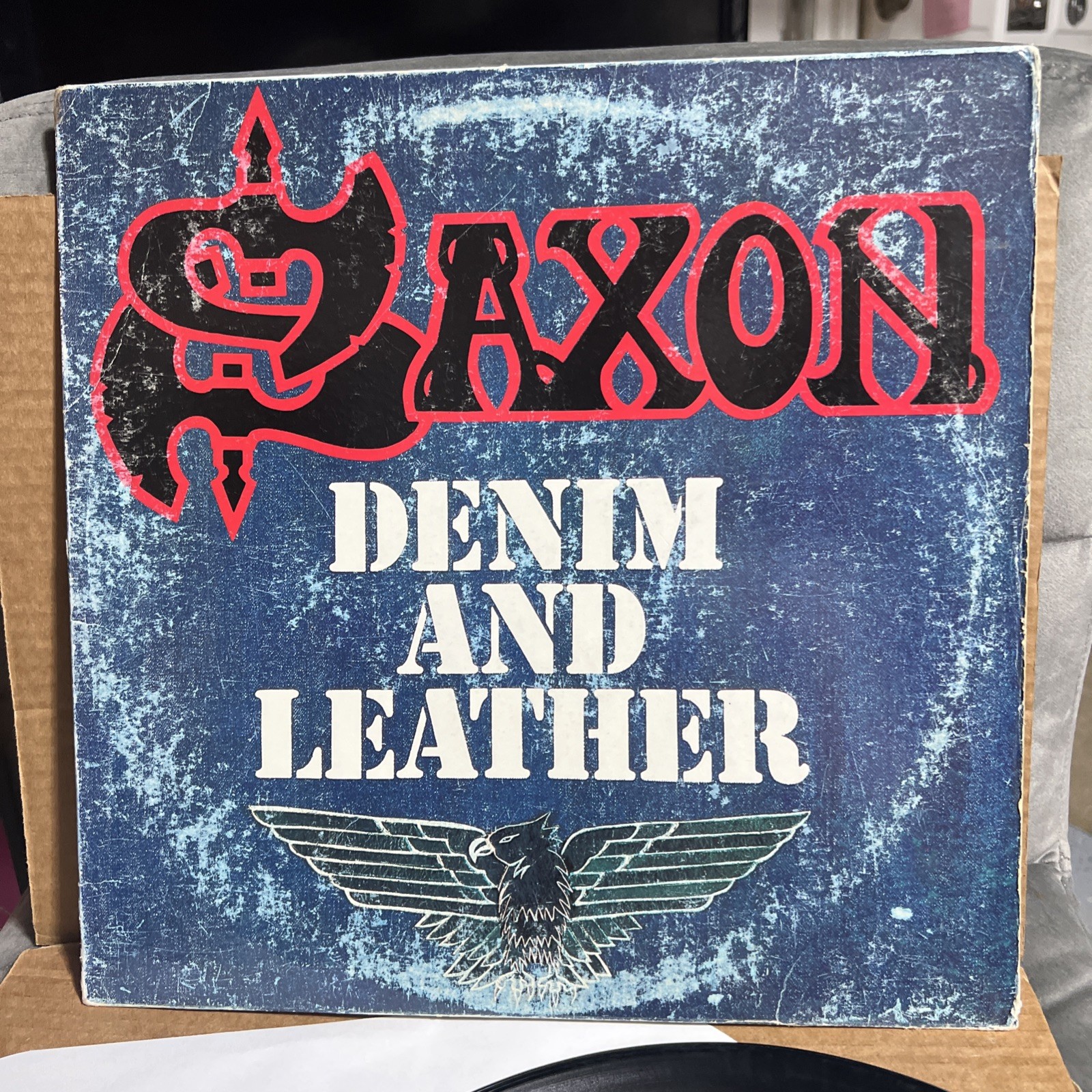 Saxon ~ Denim And Leather ~Vintage  LP  Carrere – ARZ 37685