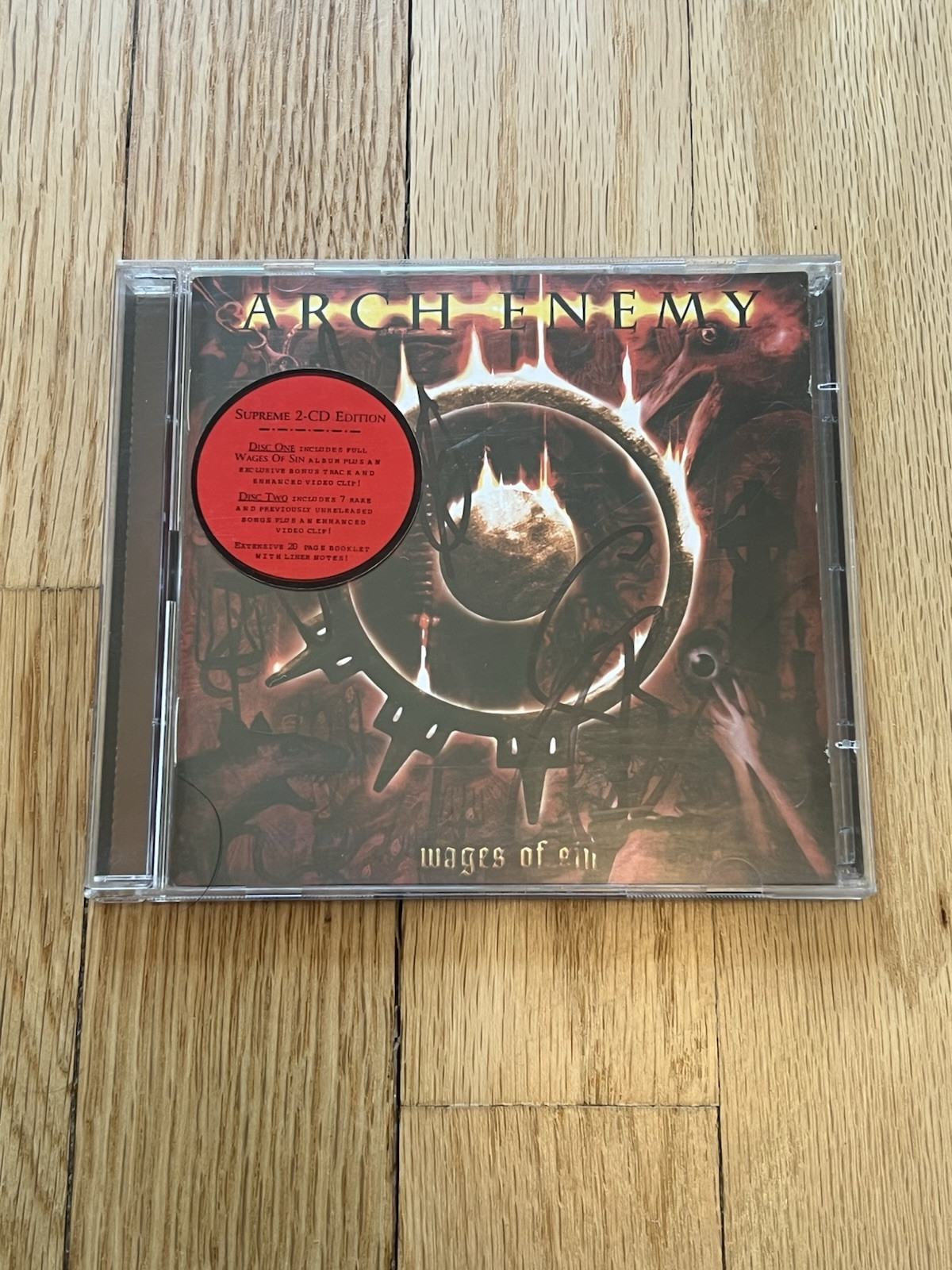 Wages of Sin by Arch Enemy (CD, 2002, 2 Disc, Century Media) Supreme Signed Auto