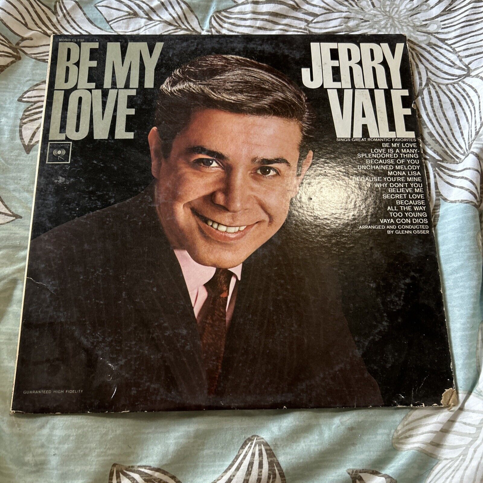 “Be My Love” By Jerry Vale Vinyl Record MONO-CL 2181