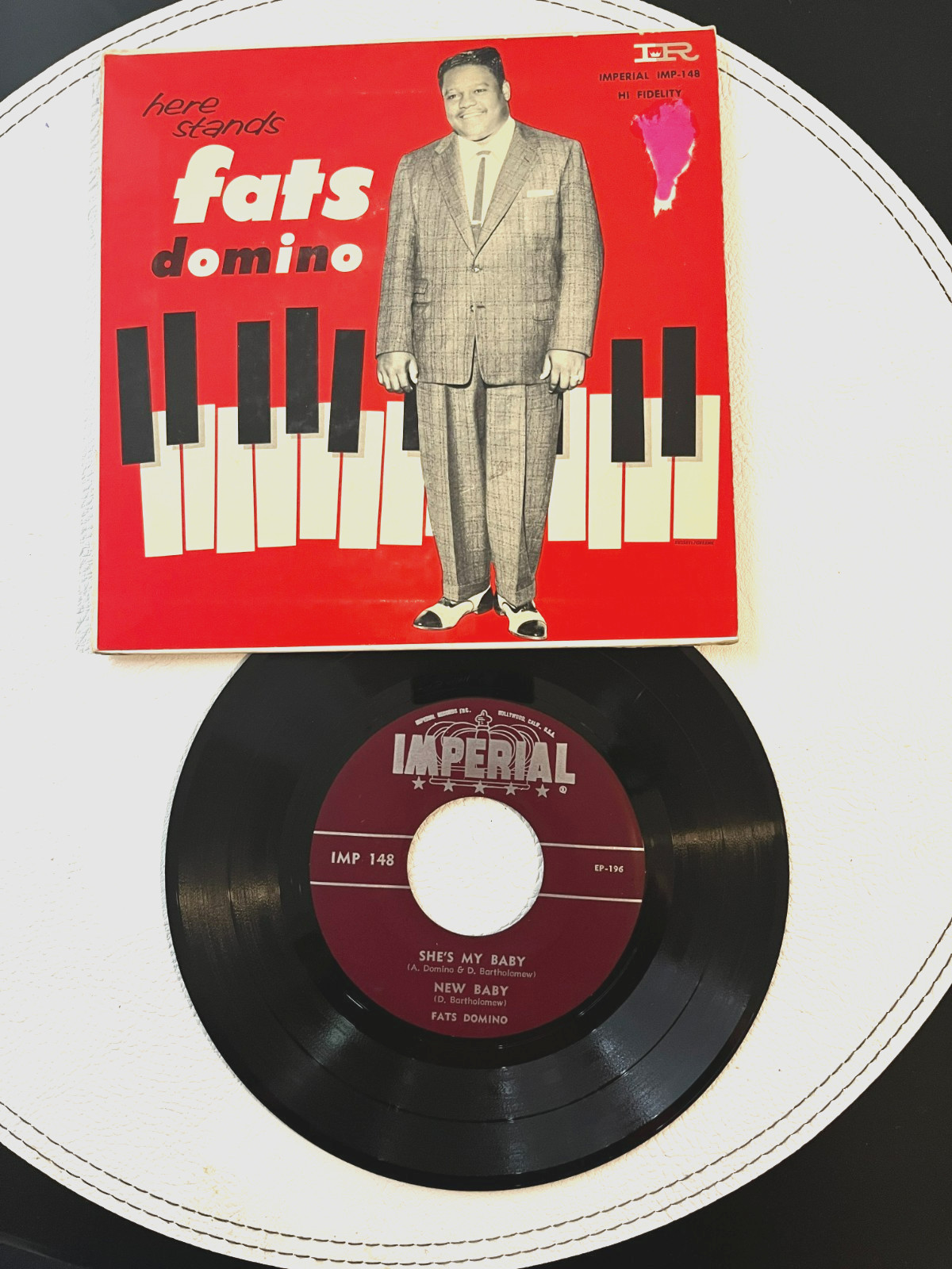 BIG DEAL 45 HERE STANDS FATS DOMINO 4 SONG EP  SCARCE RED HARD PICTURE SLEEVE