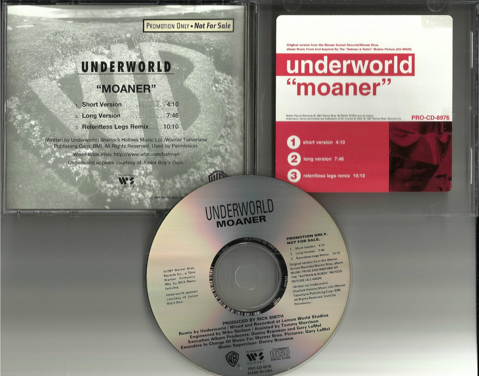 UNDERWORLD Moaner w/ RARE REMIX & SHORT & LONG PROMO DJ CD single BATMAN Robin