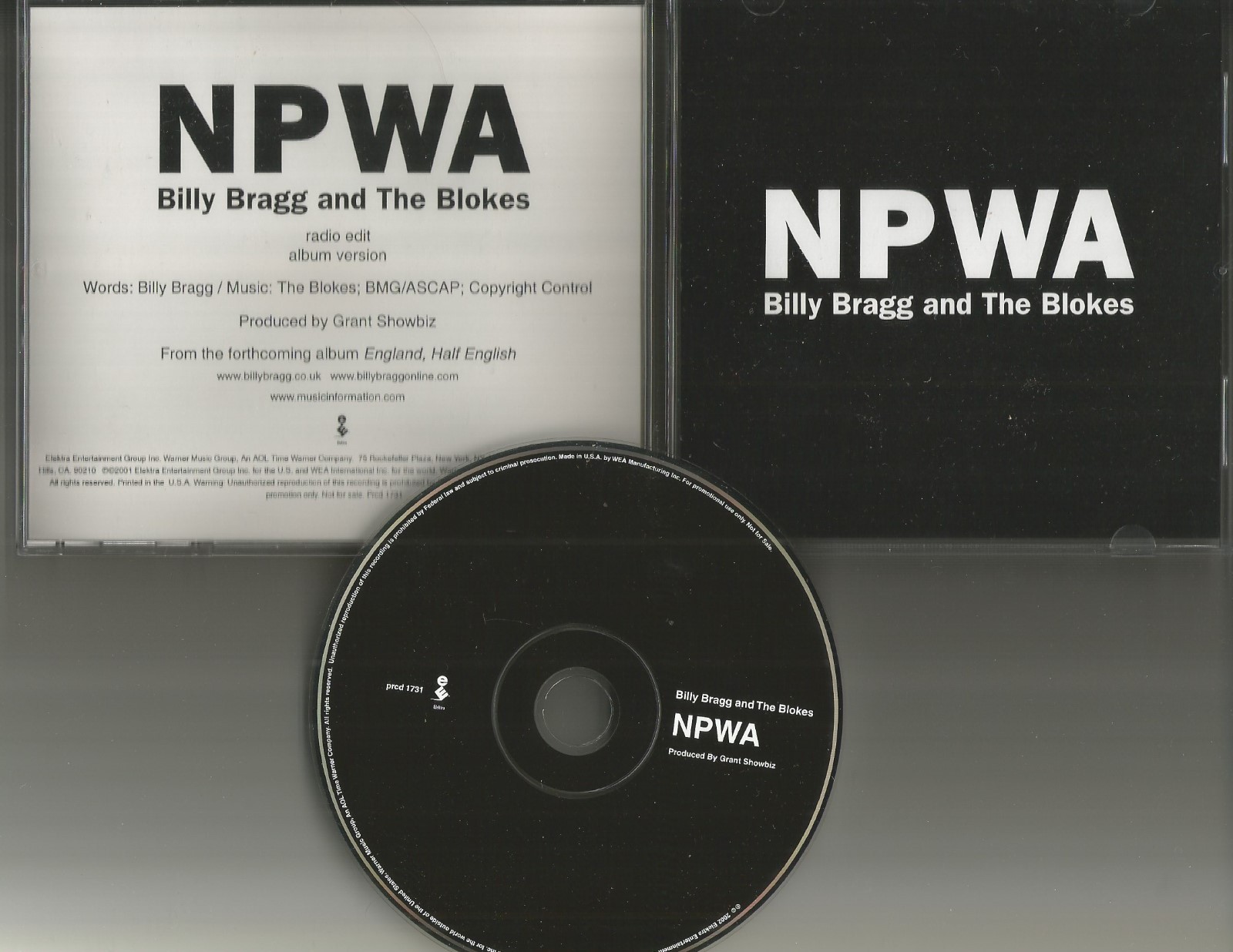 BILLY BRAGG Npwa w/RARE RADIO EDIT 2002 USA PROMO DJ CD Single w/ PRINTED LYRICS