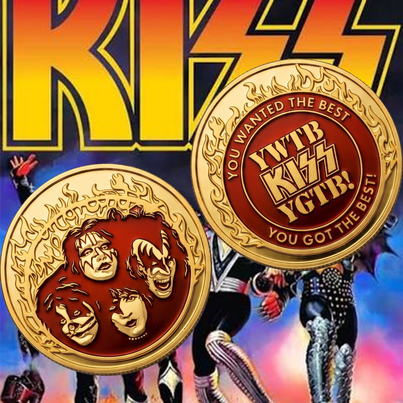 KISS band You Wanted The Best, You Got The Best Challenge Gold Coin