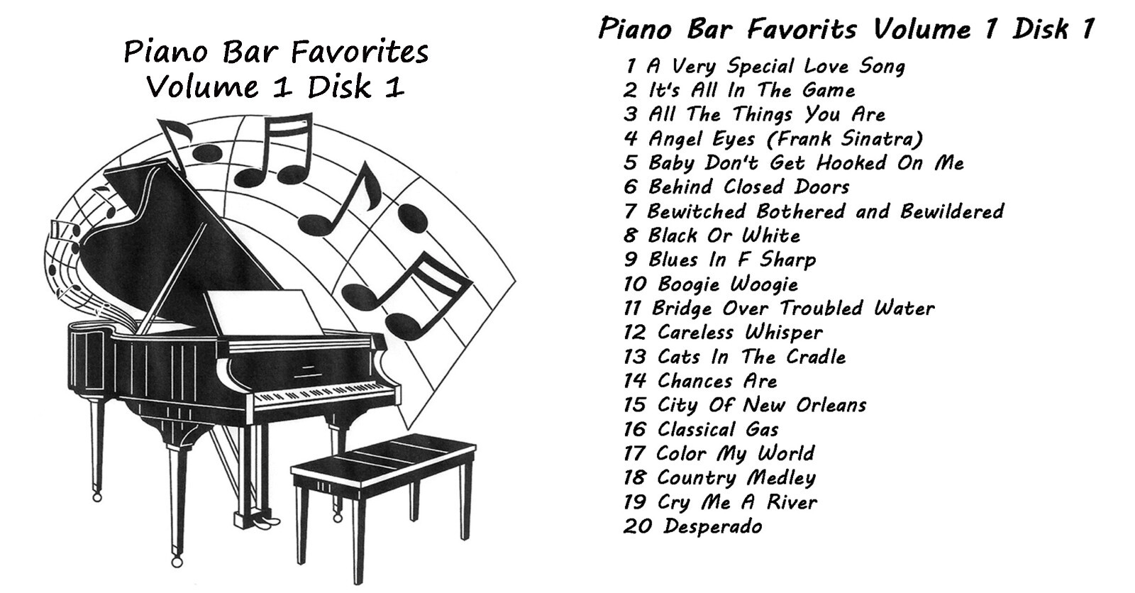 Popular Piano Bar Favorites Volume 1 Yamaha, PianoDisc, Roland MIDI Player Piano