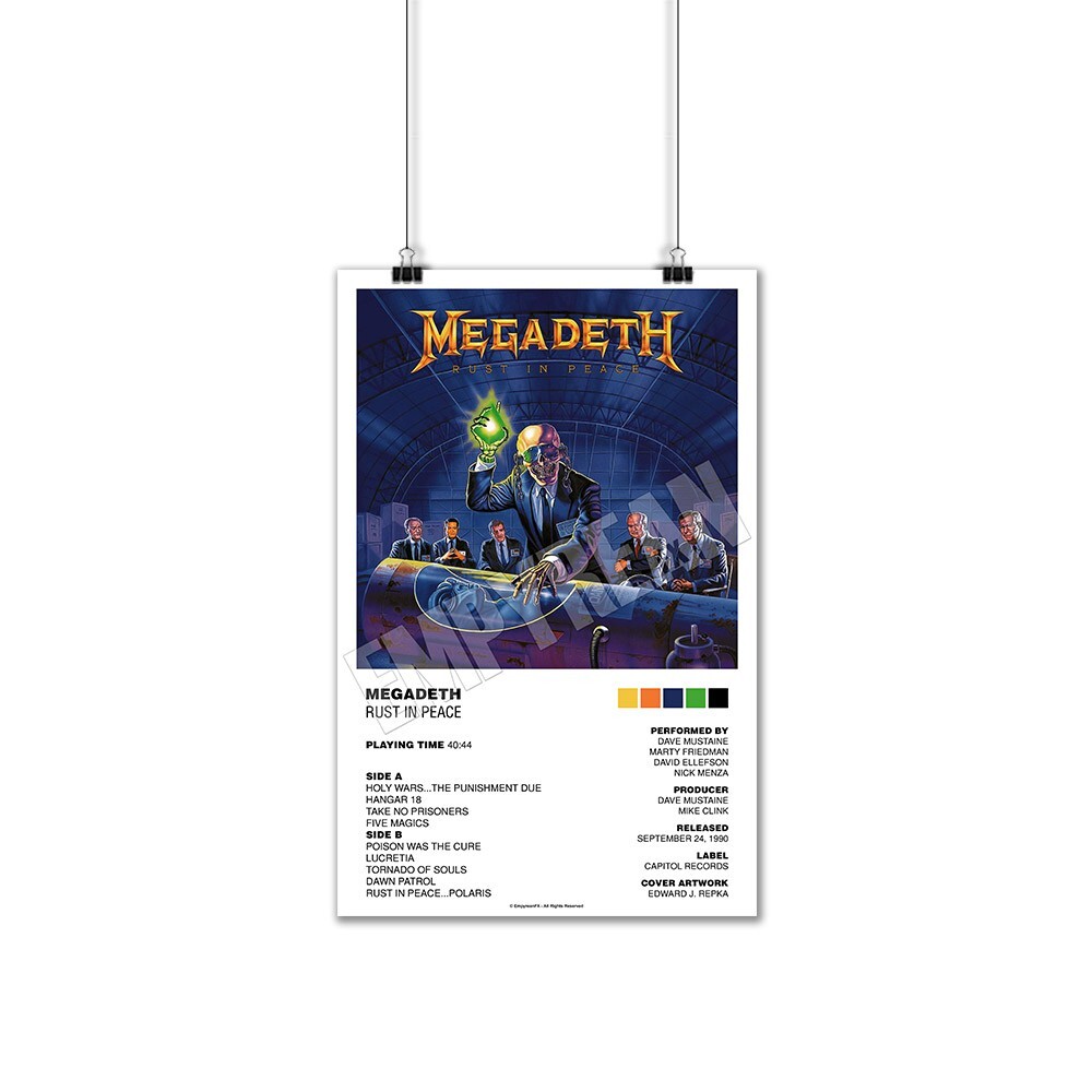Megadeth Rust In Peace 1990 Vinyl Record LP Album Poster Art Print