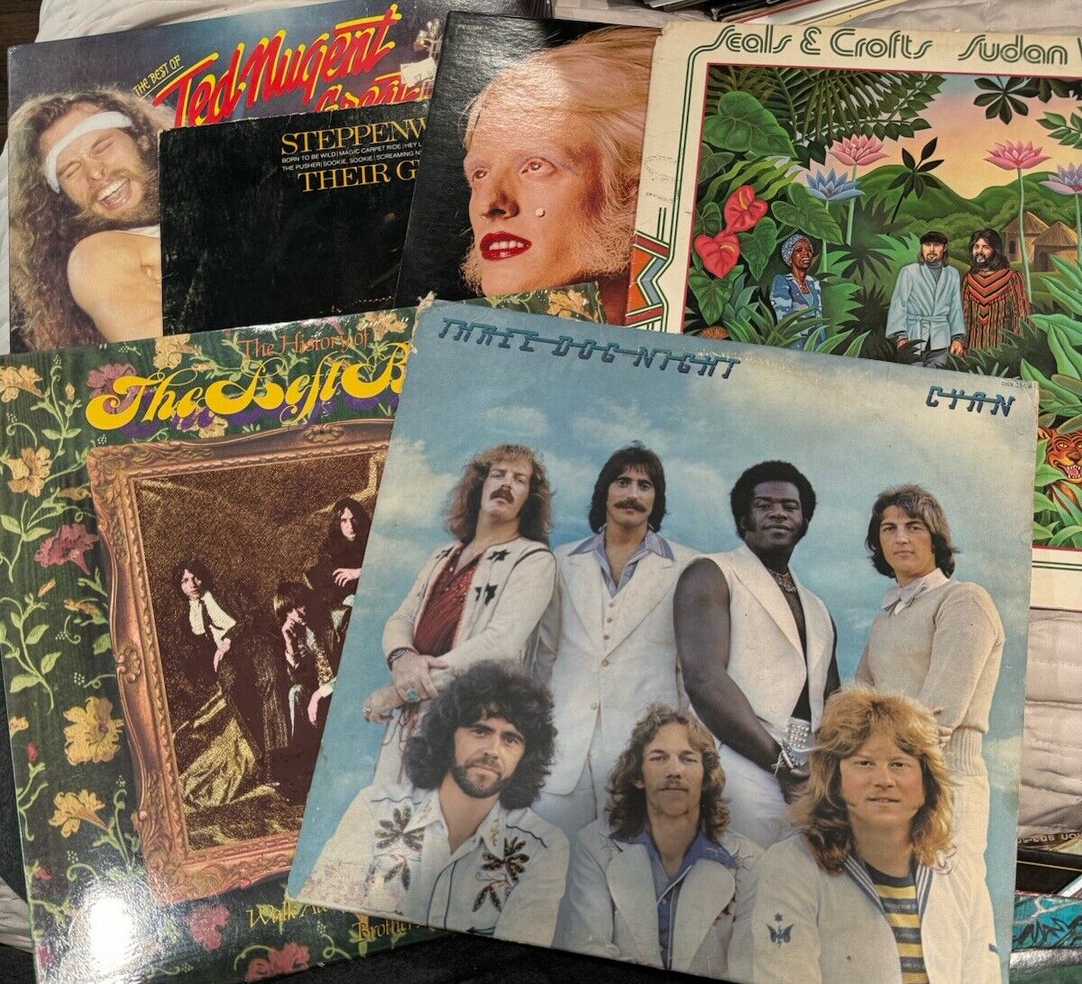 Lot 6 VINYL RECORDS 70s Classic ROCK LPS USED RECORD ALBUMS.