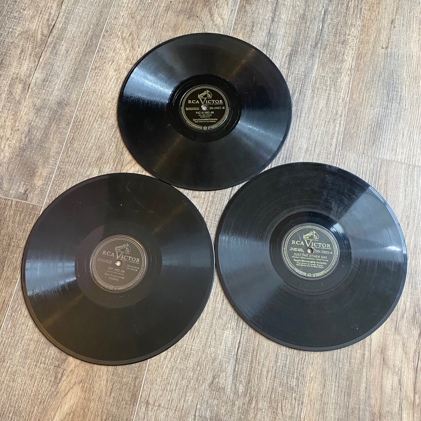 Vintage RCA Victor 78 RPM Records Lot of 3, Shellac Untested, Collectible Music