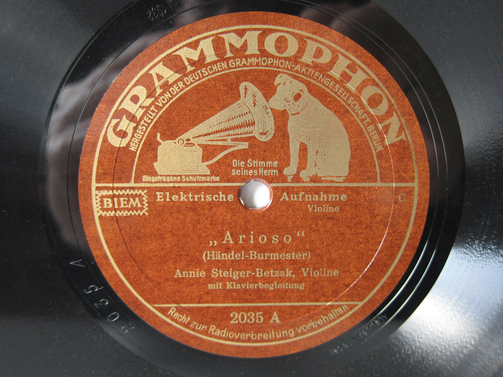 78rpm ANNIE STEIGER-BETZAK Violin - TOP RARITY - Handel & Paganini