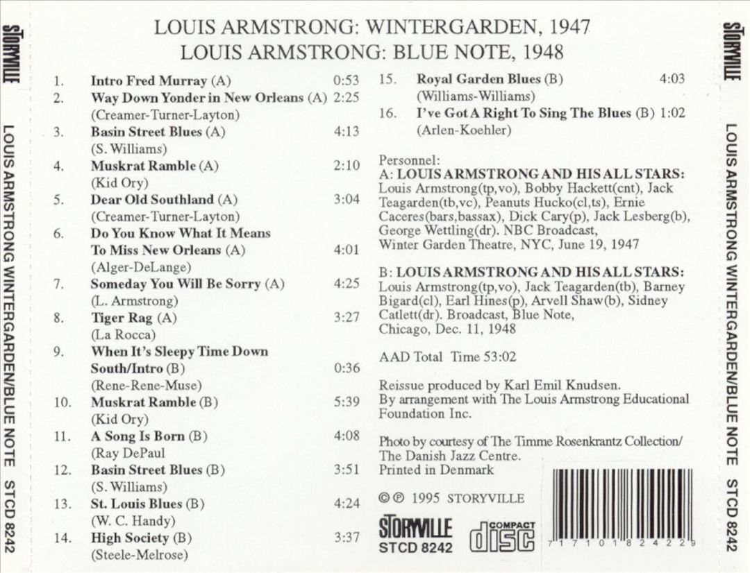 LOUIS ARMSTRONG - LIVE AT WINTER GARDEN, NEW YORK & BLUE NOTE, CHICAGO NEW CD