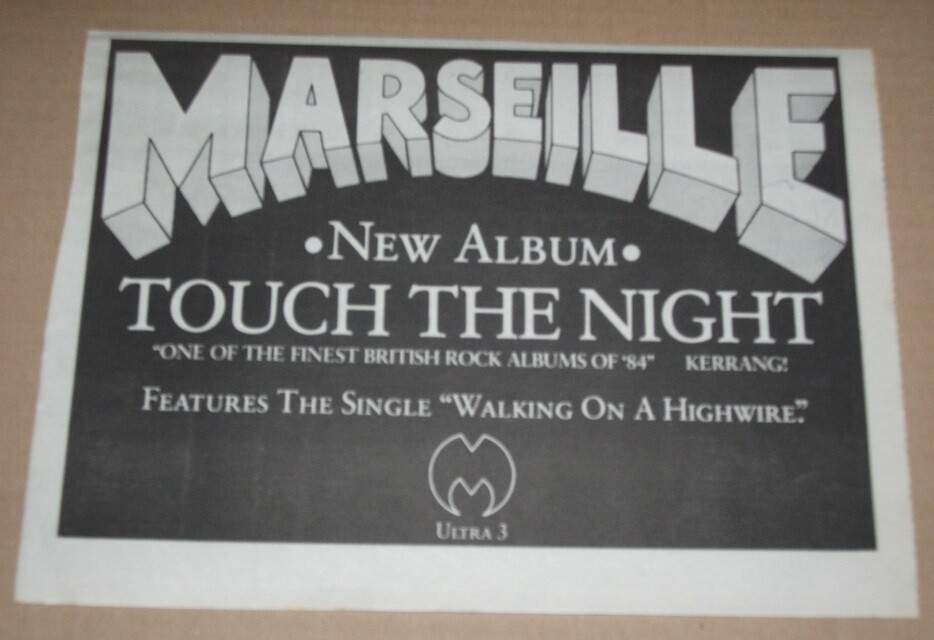 MARSEILLE - TOUCH THE NIGHT - 1984 - ORIGINAL MUSIC ADVERT 11 X 8 in WALL ART