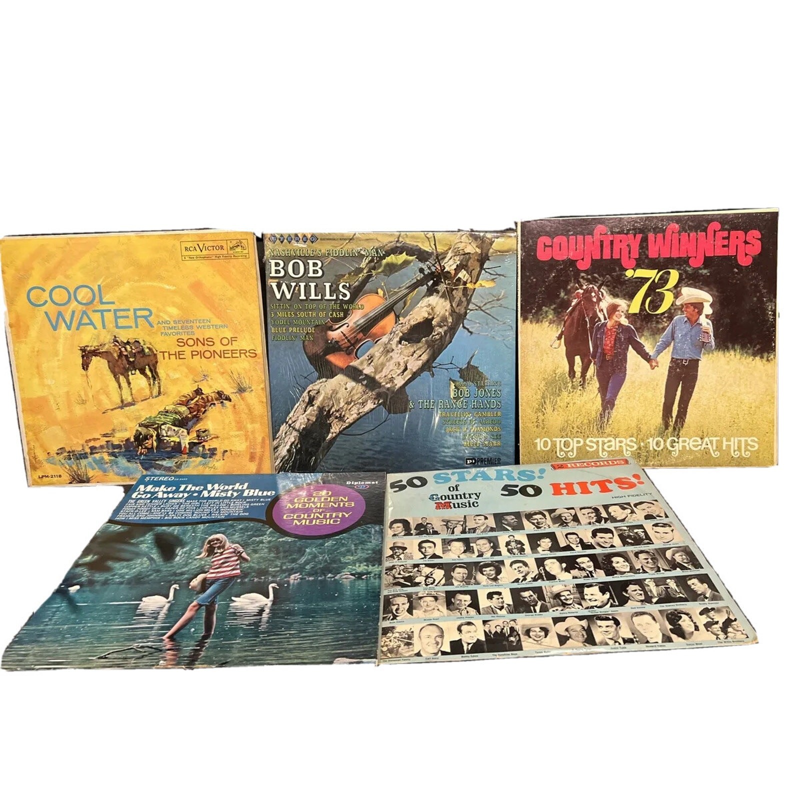 Lot 5x LPs Country Winners '73-diplomat-rca Cool Water-50 Stars Hits-bob Willis