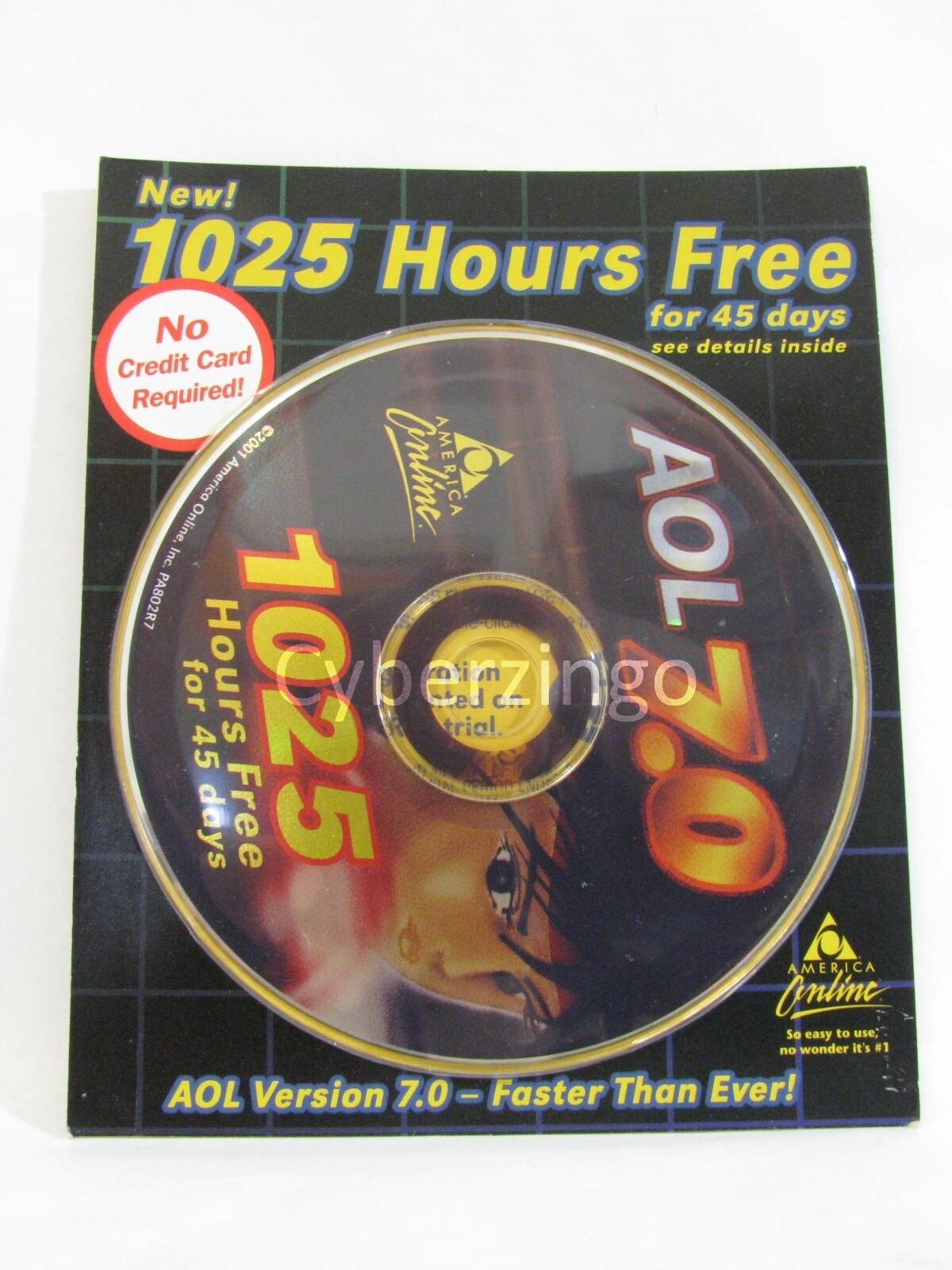 AOL Version 7.0 Install CD 1025 Hours Free Factory Sealed Vintage 2001