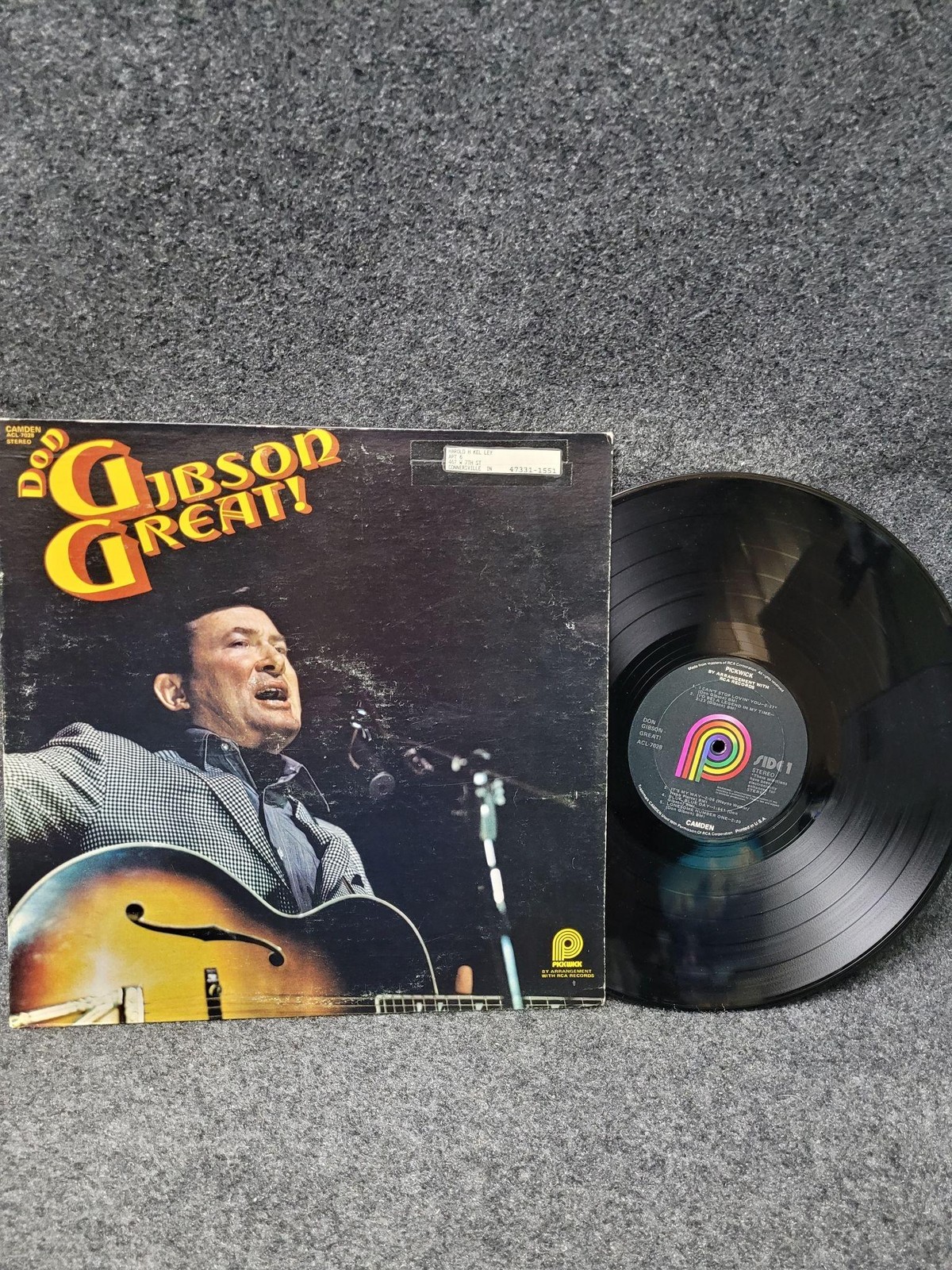 Vintage Don Gibson Great Vinyl LP Camden ACL-7028 Pickwick Country 33 RPM