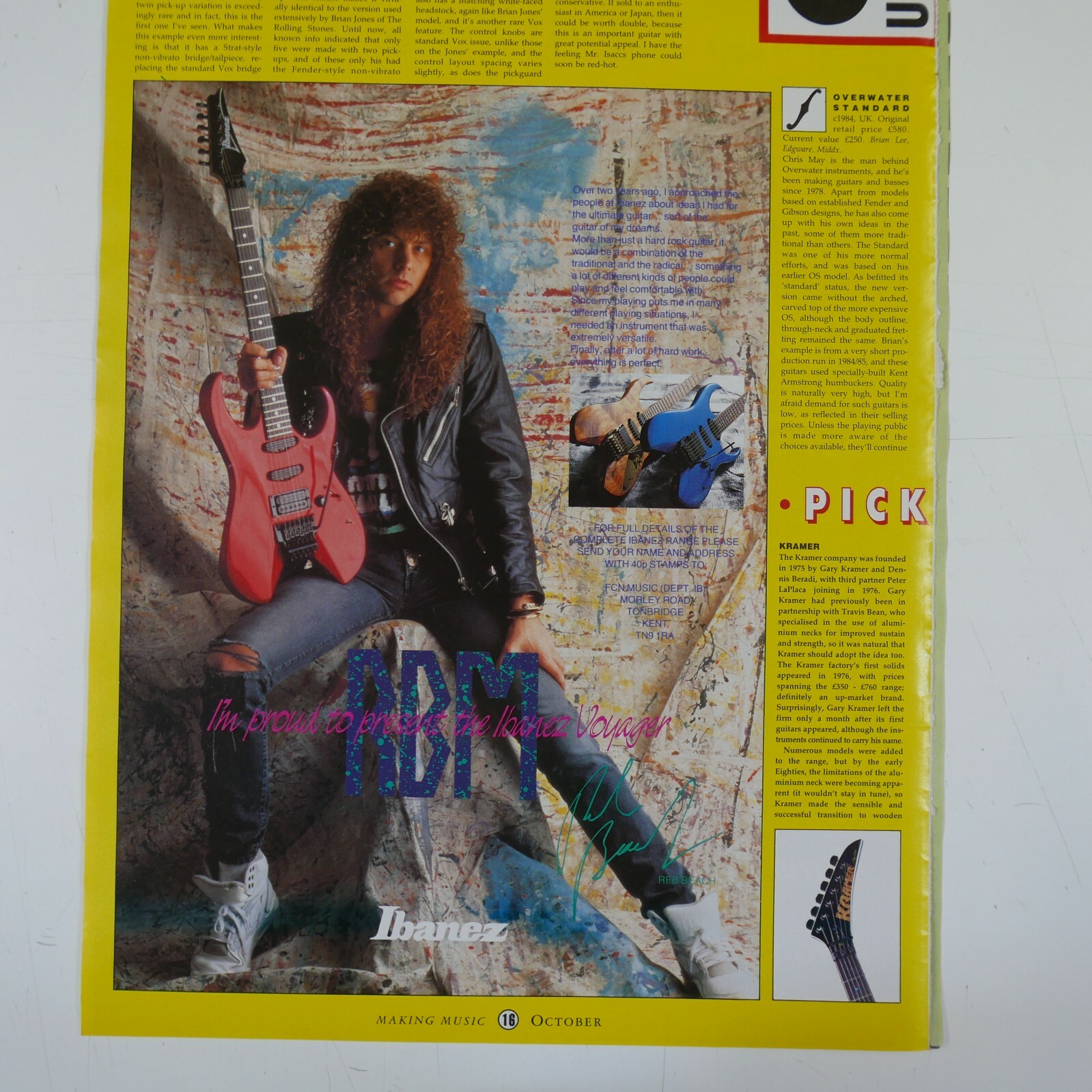 vintage 22x30cm magazine advert cutting IBANEZ - REB BEACH