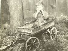 Zi Photograph Boy Toy Wagon Playing Harmonica 1920-30's picture