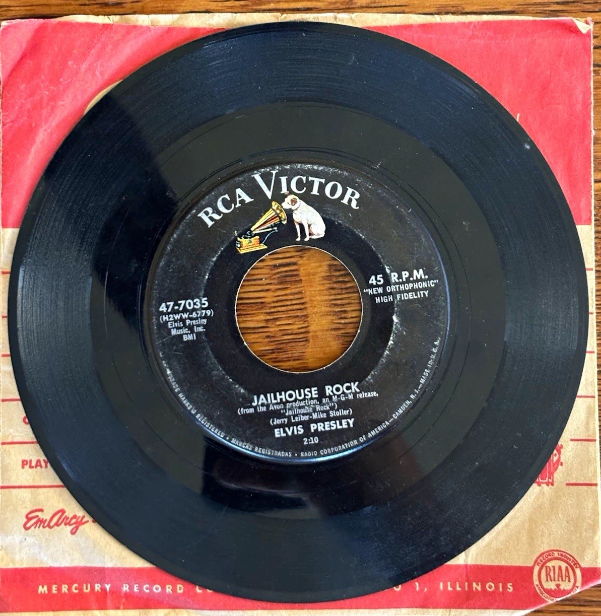 Elvis Presley Jailhouse Rock Treat Me Nice RCA Victor 47-7035 45 RPM 1957