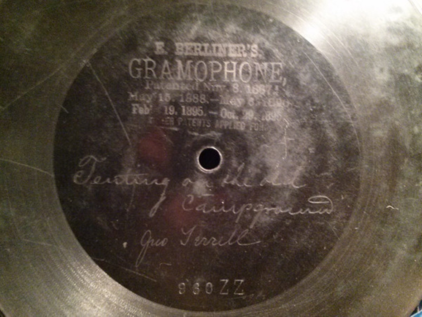Berliner Gramophone Disc (1898) Jno Terrell's - Tenting On The Old Camp Ground