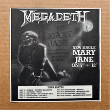 MEGADETH MARY JANE (B) MEMORABILIA original music press advert from 1988 with to picture