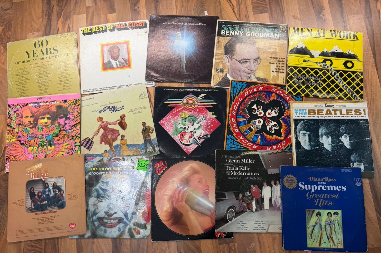 Vintage Vinyl Record Lot LPs & 45s Beatles Elvis Madonna KISS Classic Rock